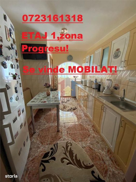 ETAJ 1! Se vinde MOBILAT! Ap 2 camere, zona Progresu