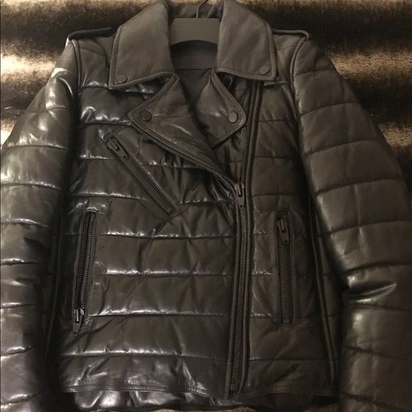 geaca Alexander Wang H&M, 34/XS, piele, impecabila, padded,efect quilt