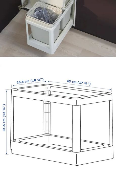 Cadru culisant sortare deşeuri, gri Ikea Hallbar