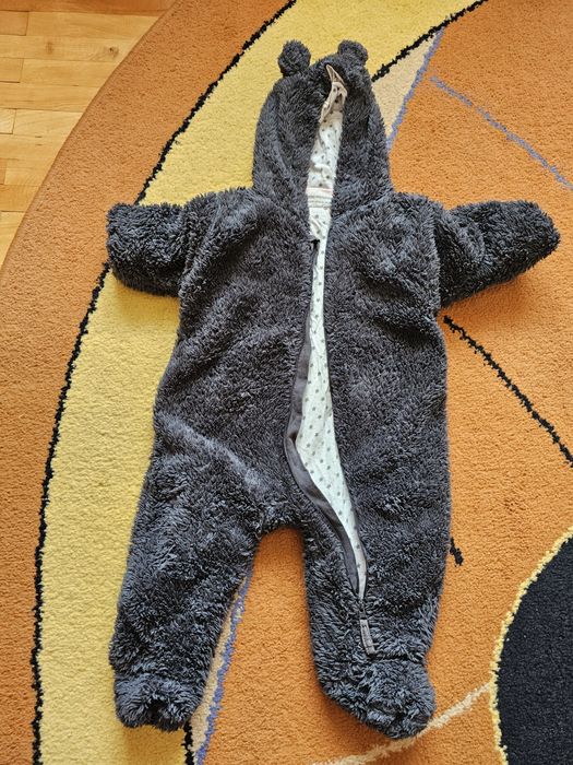 Combinezon / overall toamna-iarna pentru bebelusi (0-3 luni), gri petr