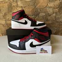 Air Jordan 1 Mid Black Toe White Gym Red 43 & 44