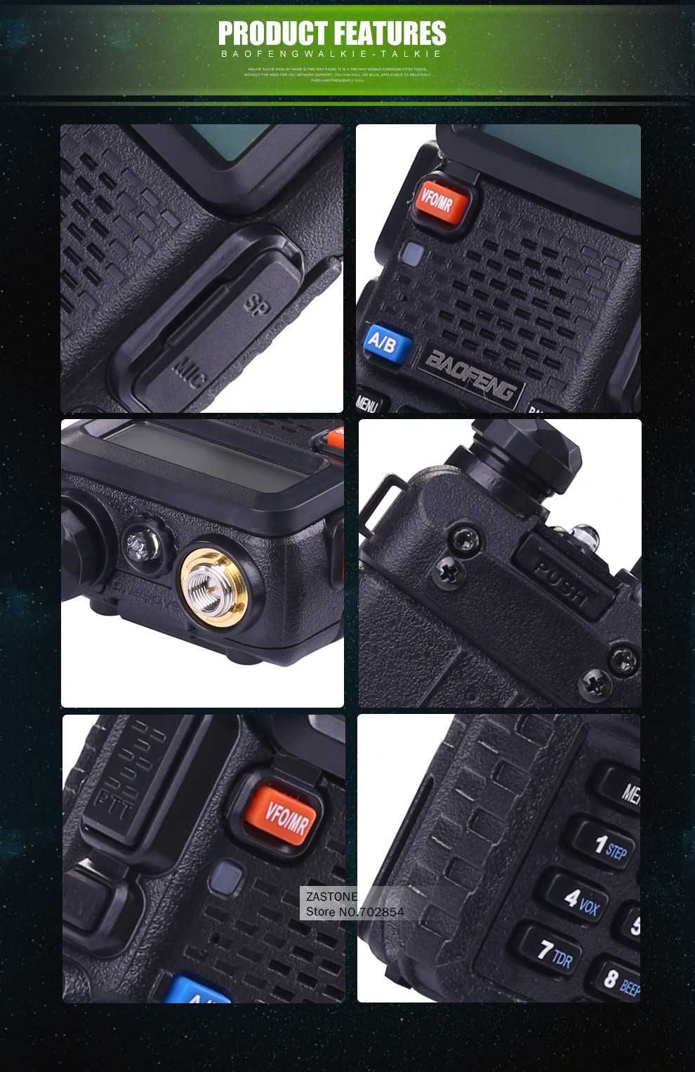 % Нов BAOFENG UV 5R 3800mah 8w модел 2025 Двубандова радиостанция 12м