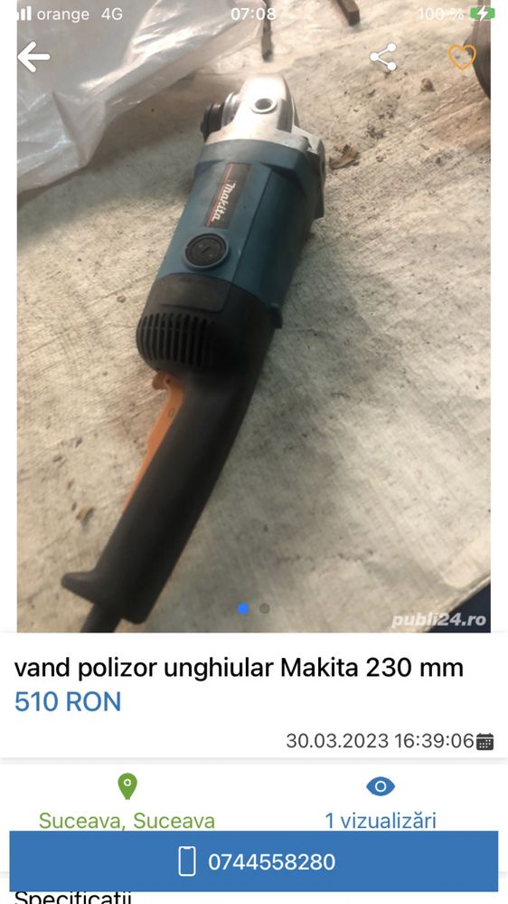 Vand polizor unghiular makita 180 mm nou