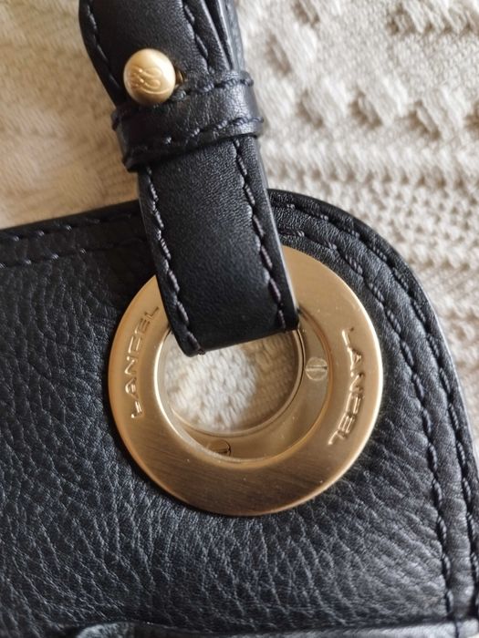Lancel  винтидж черна чанта със златен обков