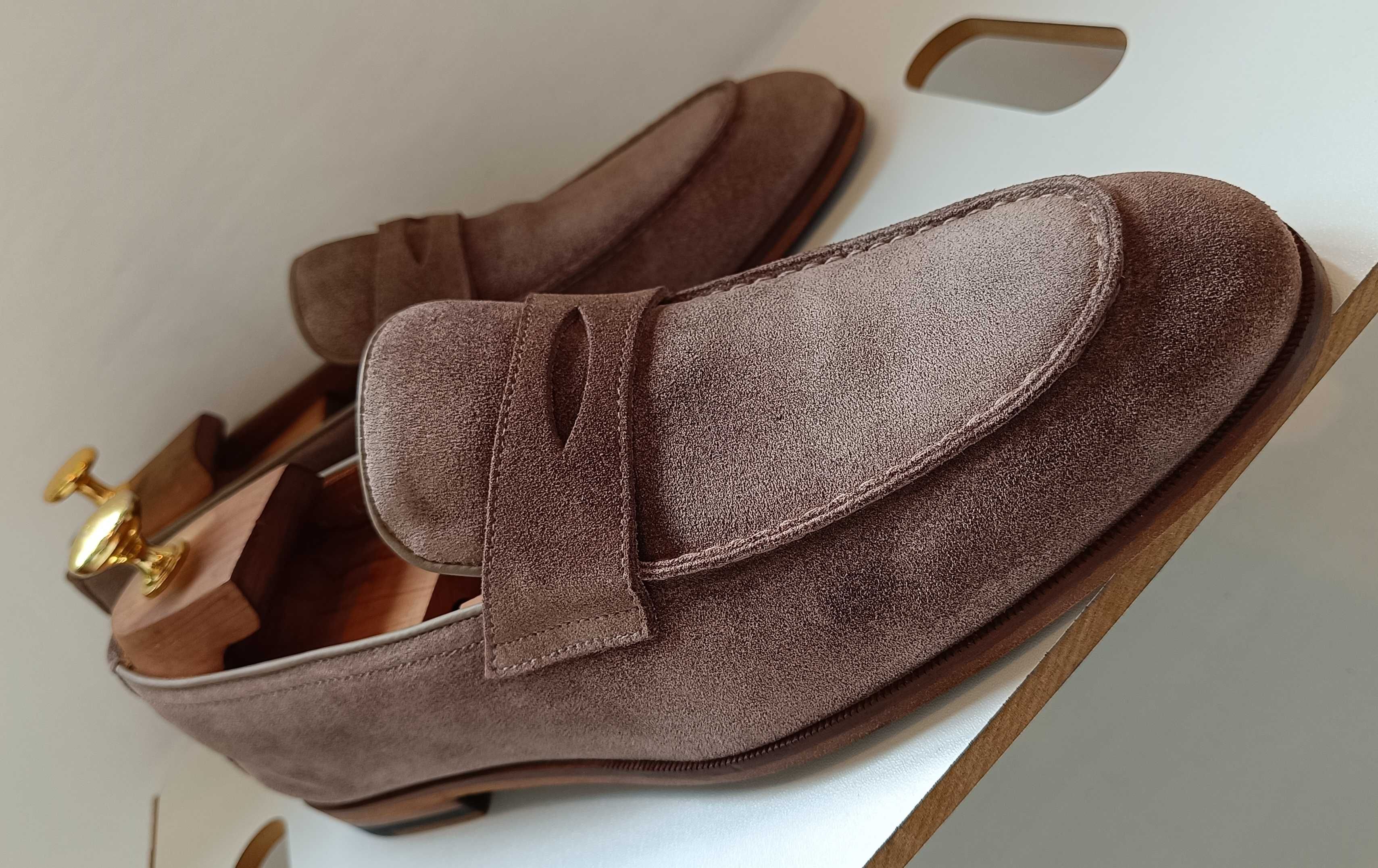 Pantofi loafer de lux 42 penny suede Doucal's NOI piele naturala moale