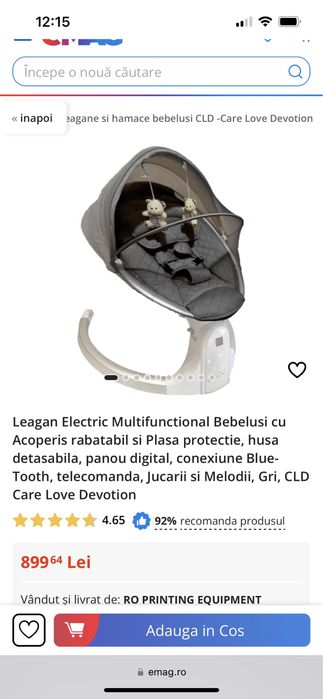 Leagan electric multifunctional, conectare bluetooth, melodii proprii.