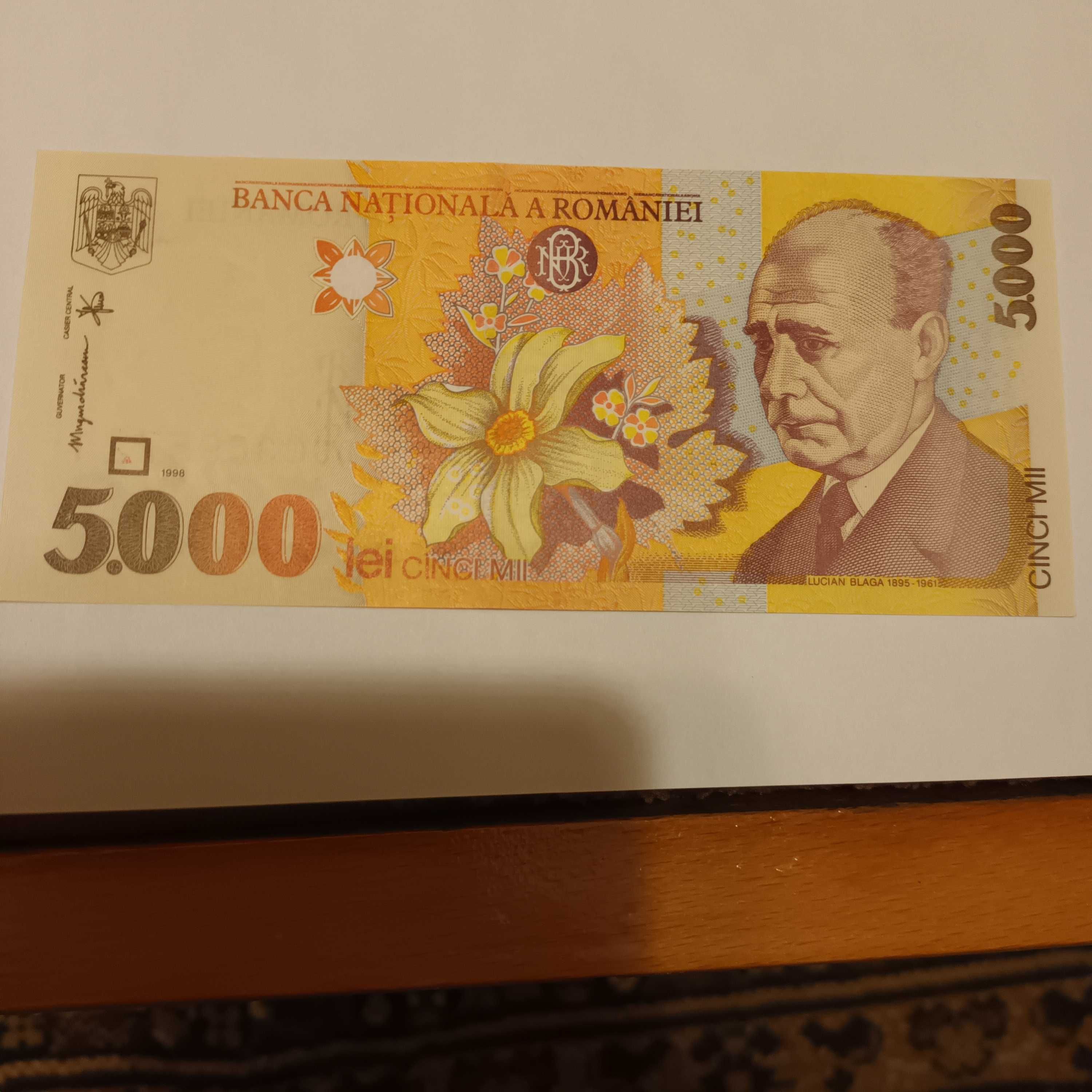 Bancnota 5000 lei Lucian Blaga 1998