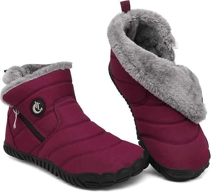 CELANDA Ghete de iarnă Barefoot, calduroase, impermeabile, visinii, 36