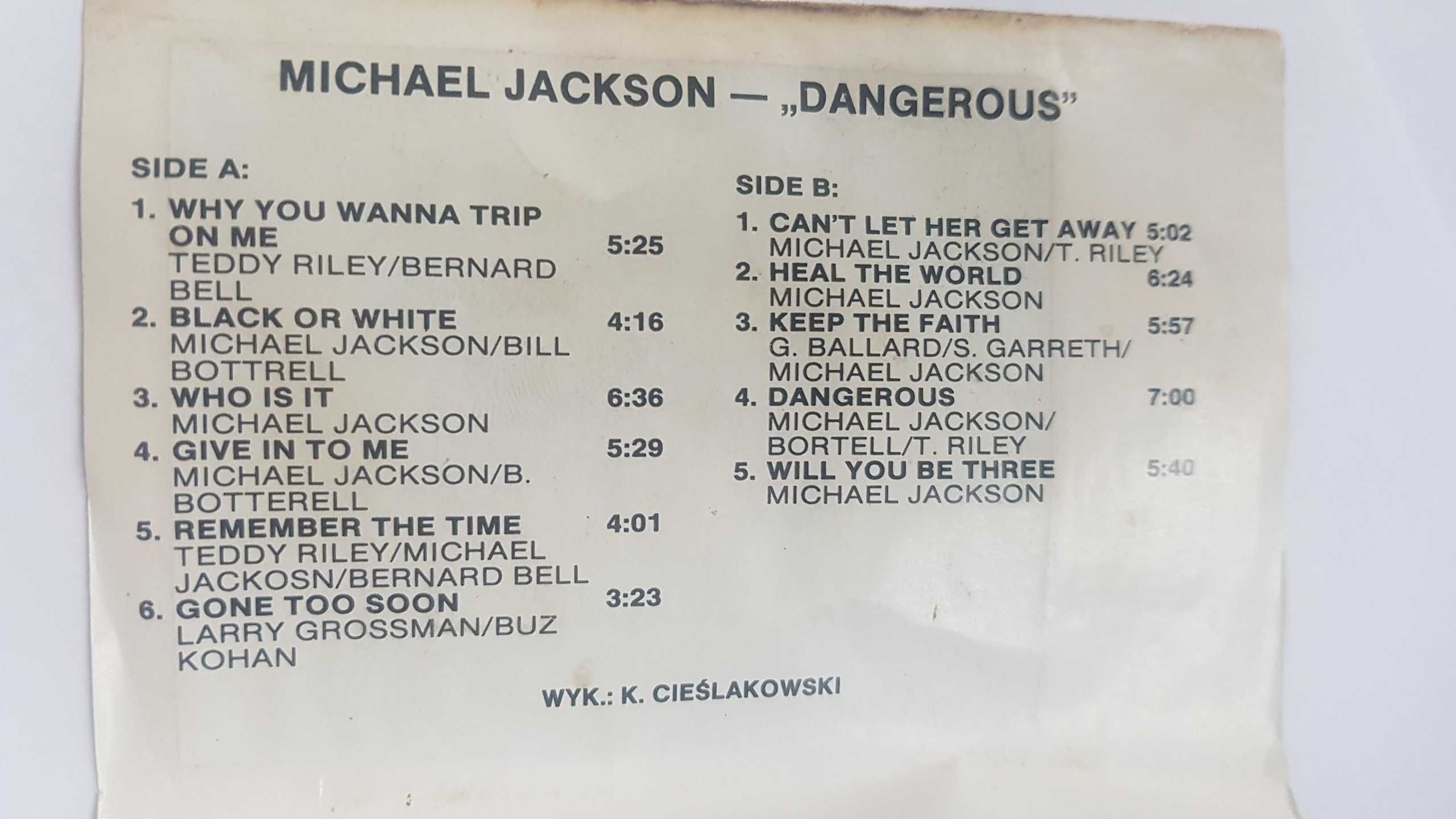 Michael Jackson- Dangerous, caseta album