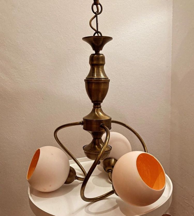 Candelabru lustra 3 brate otel inoxidabil antichizat bronz