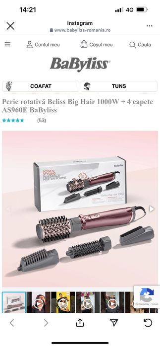 Perie de par rotativa Babyliss