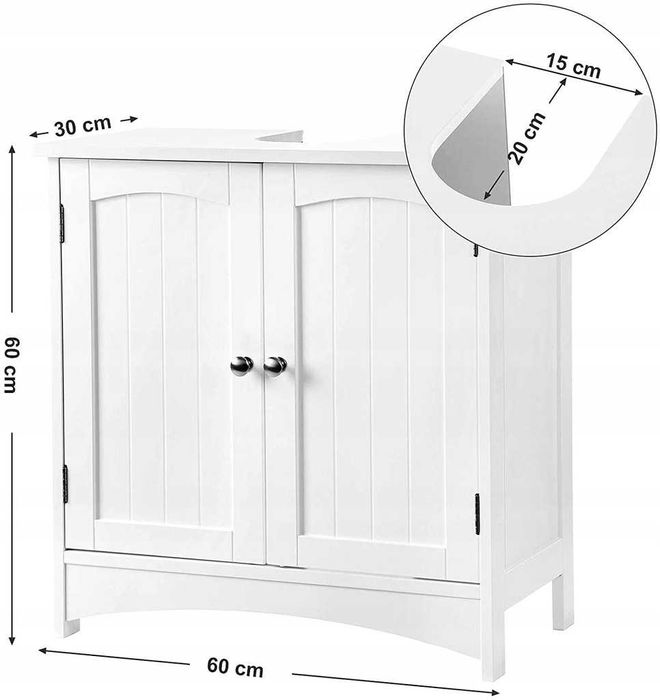 Шкаф за баня, за  мивка, Vicco Ilias, 60 x 60,8 см, антрацит/бял