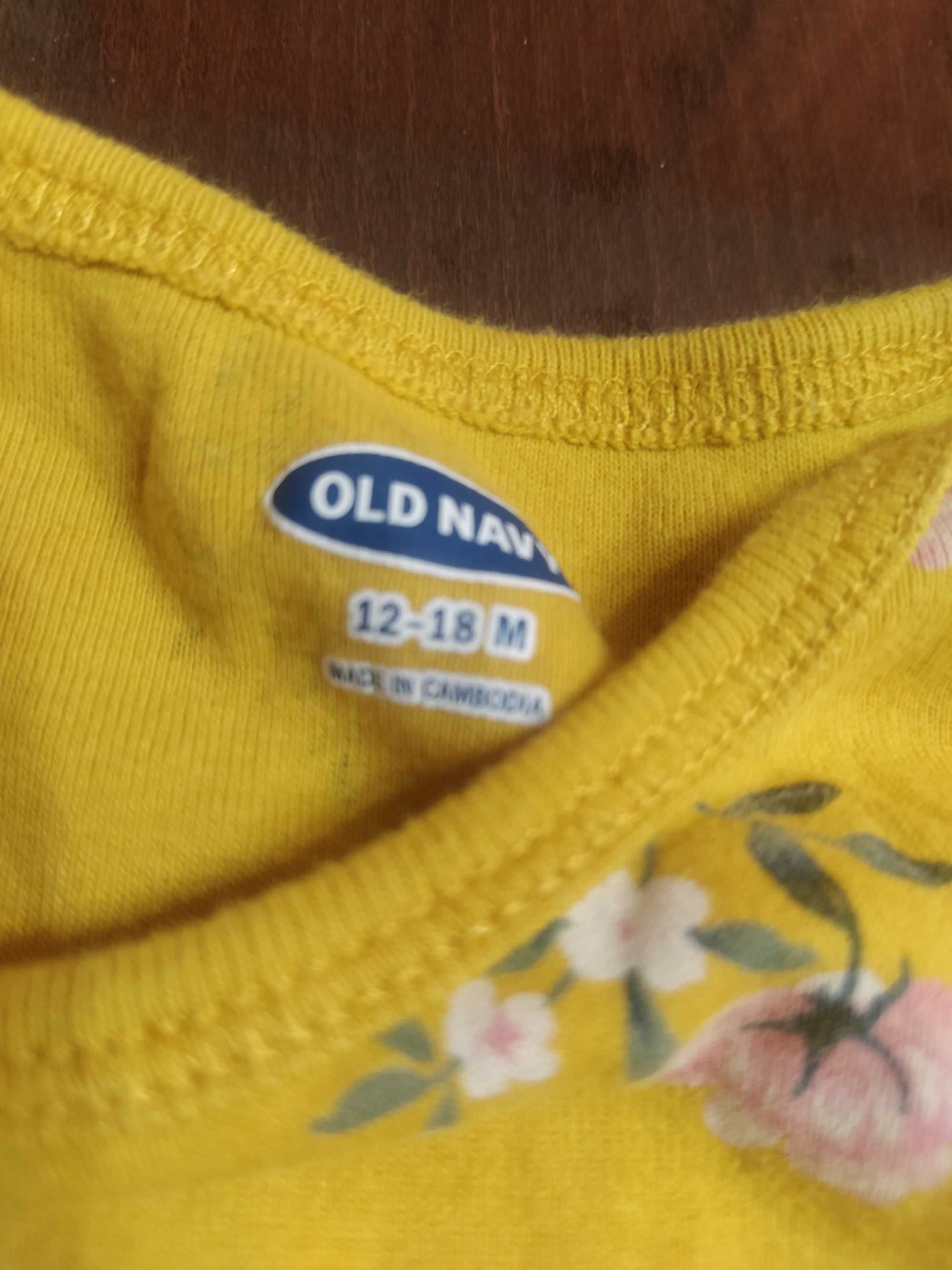 Жълто боди на цветя Old Navy, 12-18 месеца