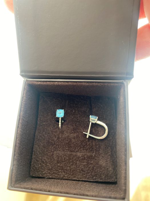 Cercei Teilor topaz swiss blue și diamante