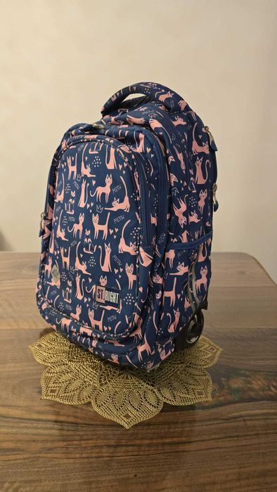 Ghiozdan clasele V-VIII, 4 compartimente, Majewsk Colectia Lazy Cats