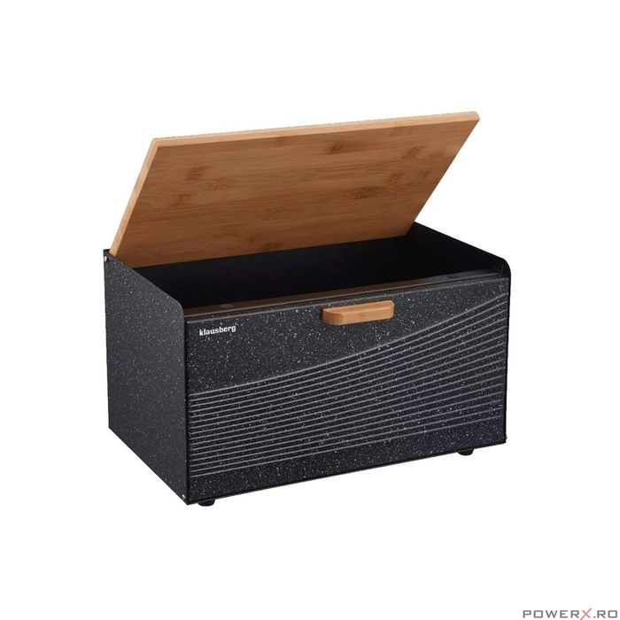 Cutie pentru paine, din oțel, negru, 35.5 x 23.5 x 21 cm, Klausberg