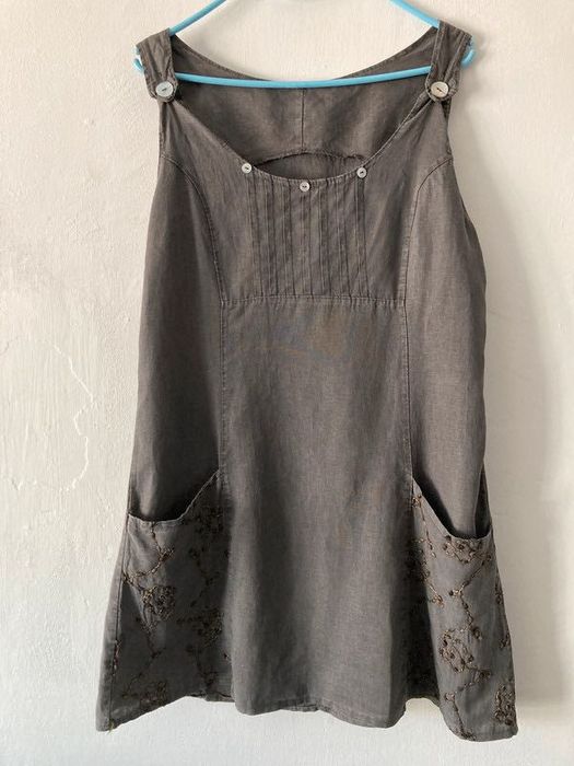 Rochie sarafan din in cu buzunare - marime M/38