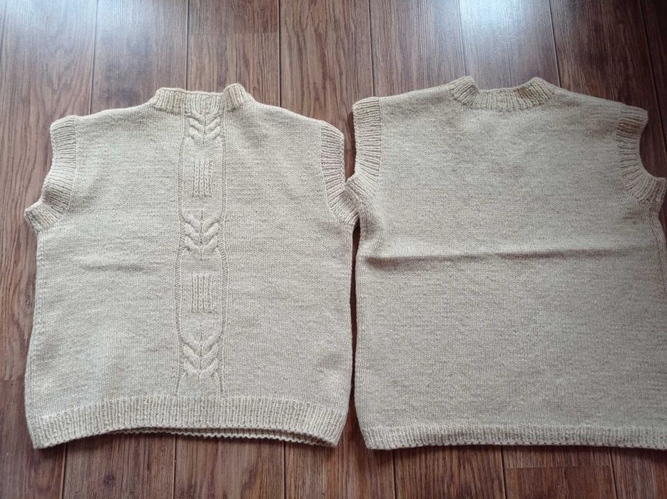 L/XL Чисто Ново Ръчно Плетиво 100% Вълна Мъжки Елек без Ръкави