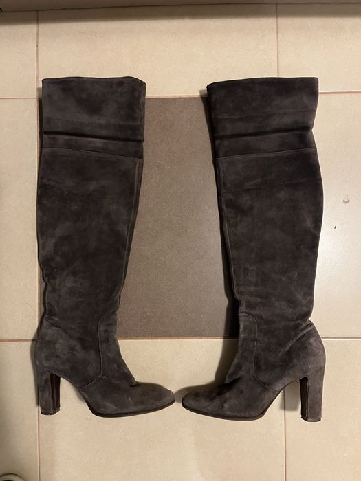 Ботуши от естествен велур тъмно сини и кафяви, номер 39