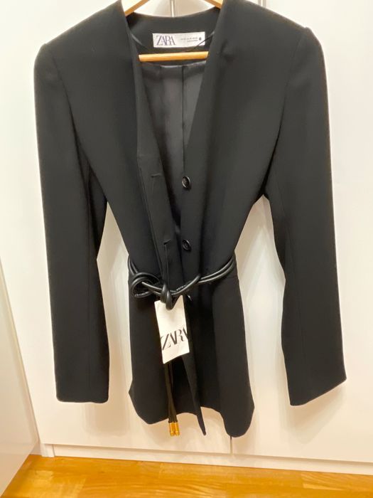 Zara сако с кожен колан.НОВО !