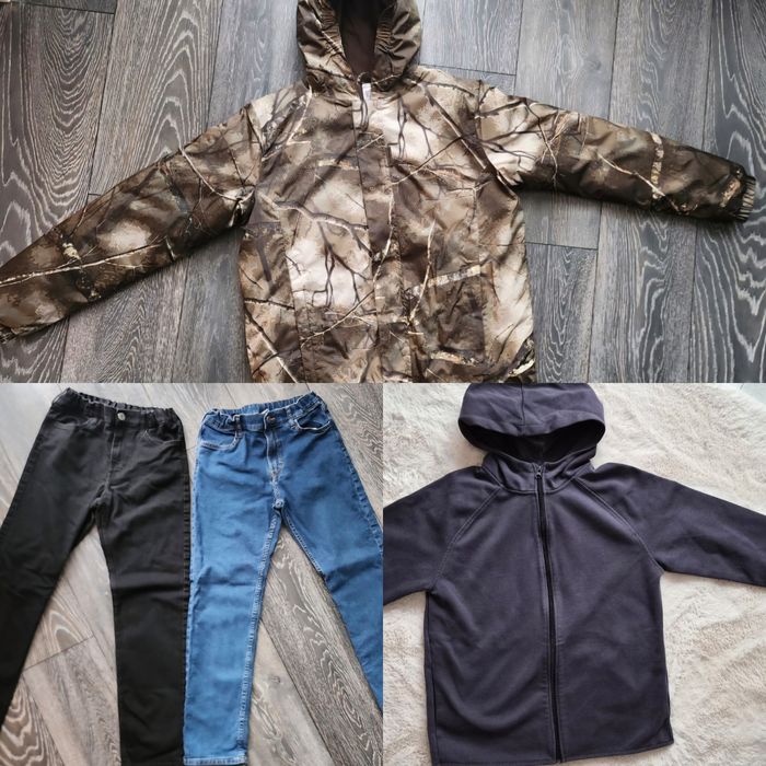 Ново камуфлажно яке Decathlon, дънки и суитчър H&m 12-13год