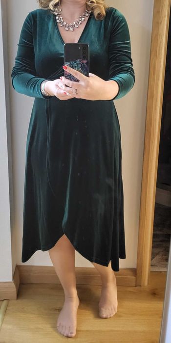 Rochie eleganta catifea verde 42/44