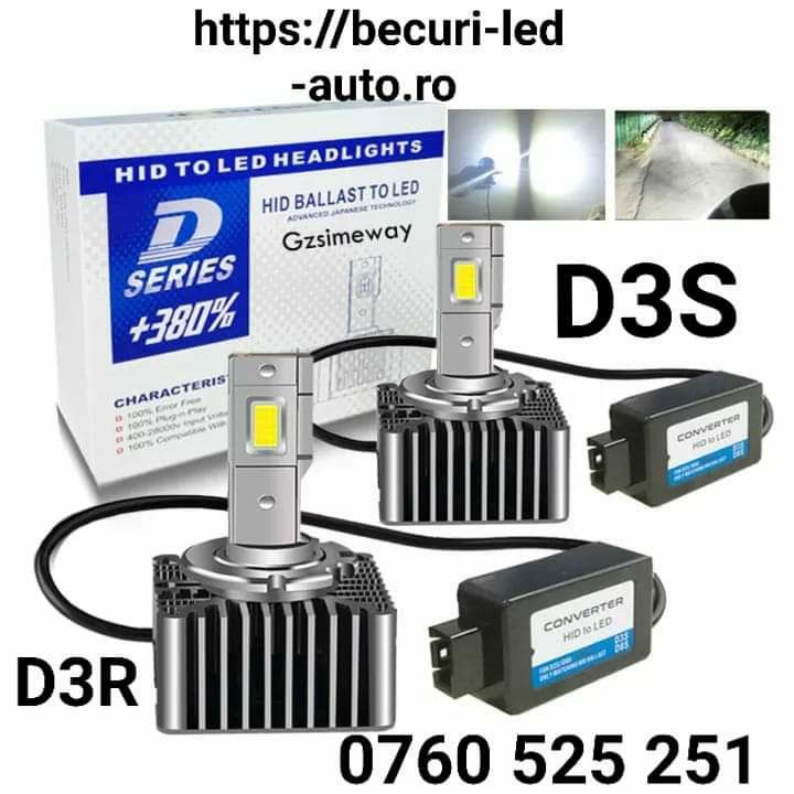 Set Două Becuri Led D1S/D1R/D2S/D4S/D3S/D5S/D8S Can-bus  100% + GARANȚ