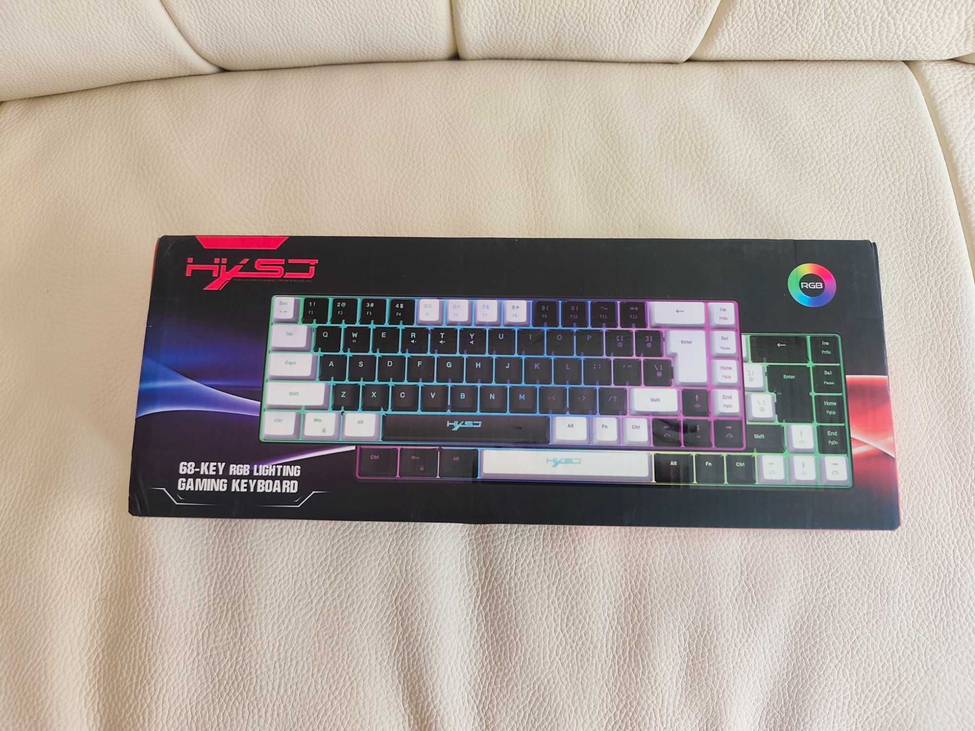 Гейминг клавиатура HXSJ, 68 Keys, RGB, (бяла)