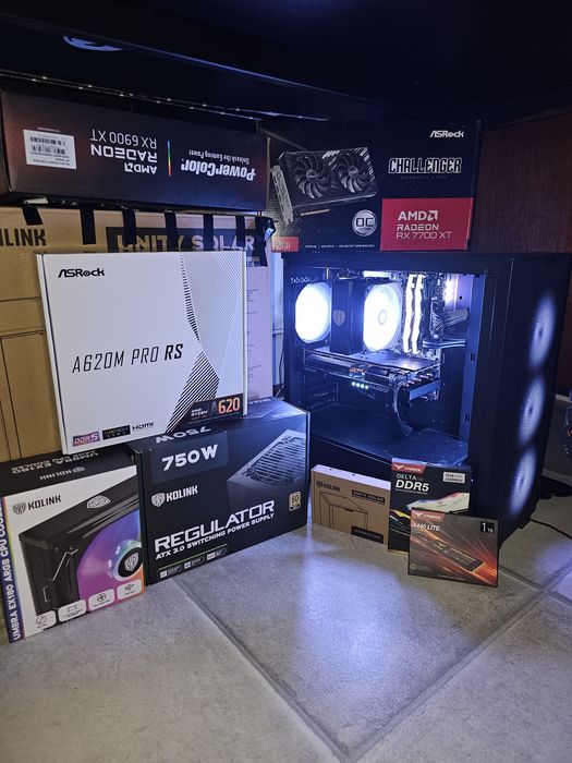 НОВ / RYZEN 5 7500f / RX 7700XT / 32GB RAM DDR5 / 3TB STORAGE