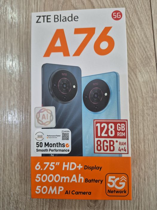 Мобилен телефон ZTE Blade A76, 5G, 128 GB, 8GB RAM