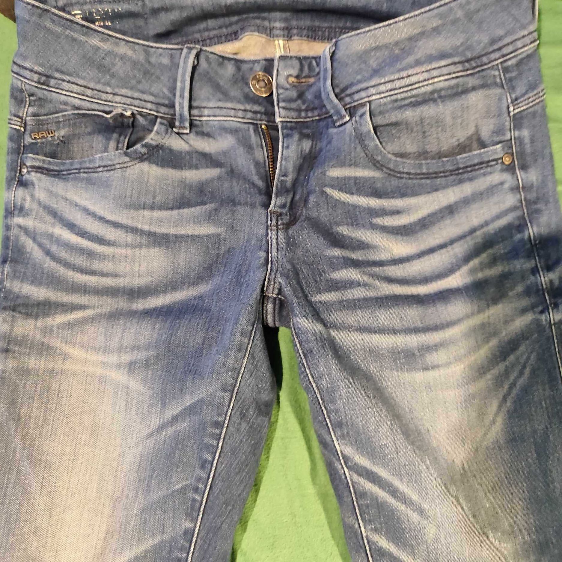 Дамски дънки G Star Raw Mid Skinny 27/30 сини изтъркани