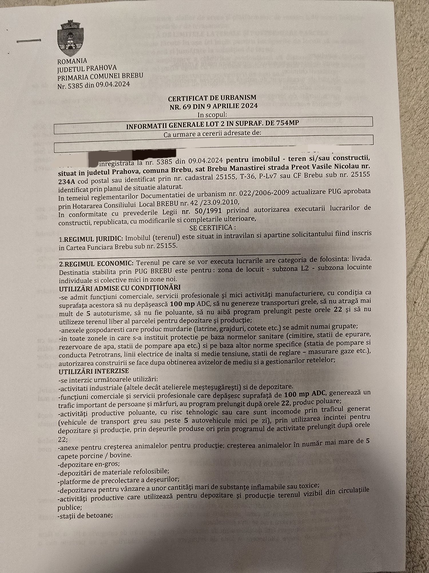 Teren de vânzare Brebu jud PH