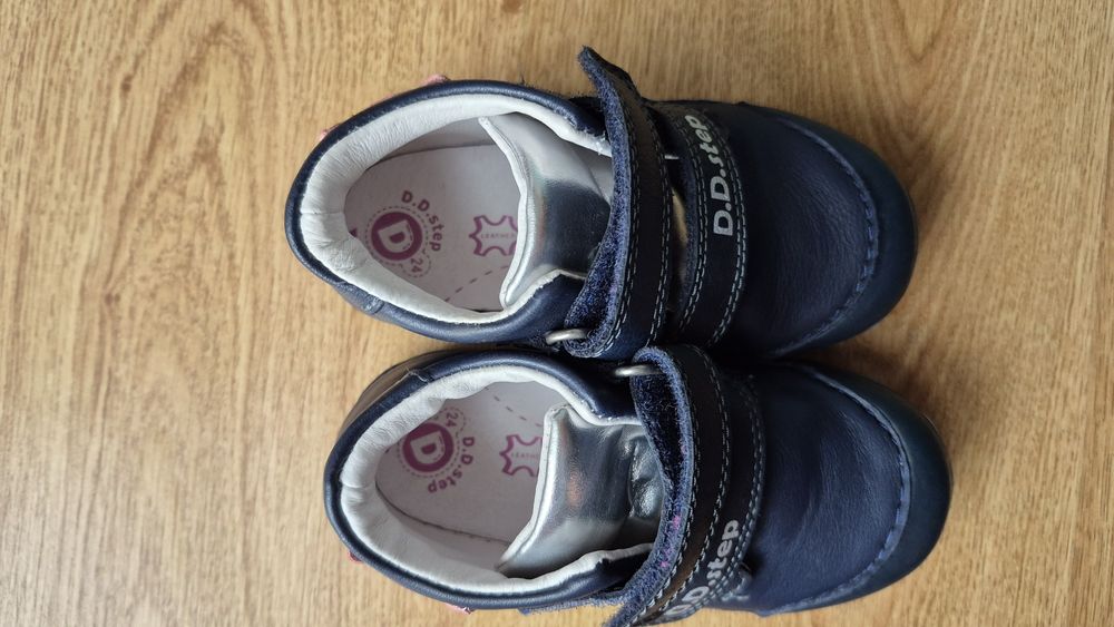Pantofi copii, piele naturala, talpa fosforescenta, bleumarin, bufnita