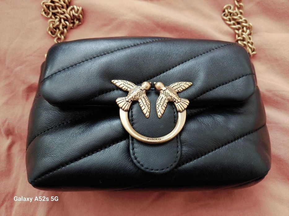 Pinko - Кожена чанта за рамо LOVE BABY PUFF