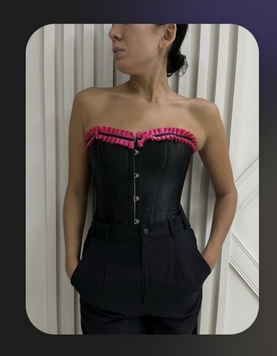 Корсет, черный-фуксия S-M, хэллоуин костюм