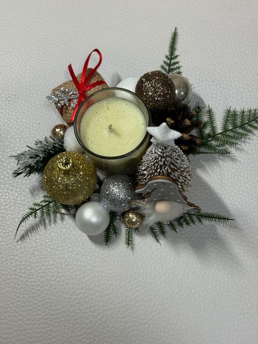 ръчно изработена коледна свещ