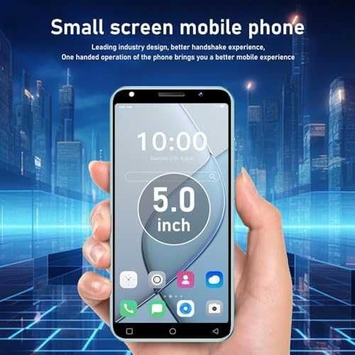 Нов черен евтин Компактен смартфон 5" 3G, 16GB, двойна камера, Face ID