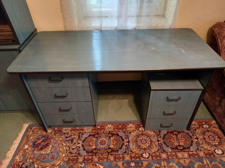 Set de birou si dulap albastru