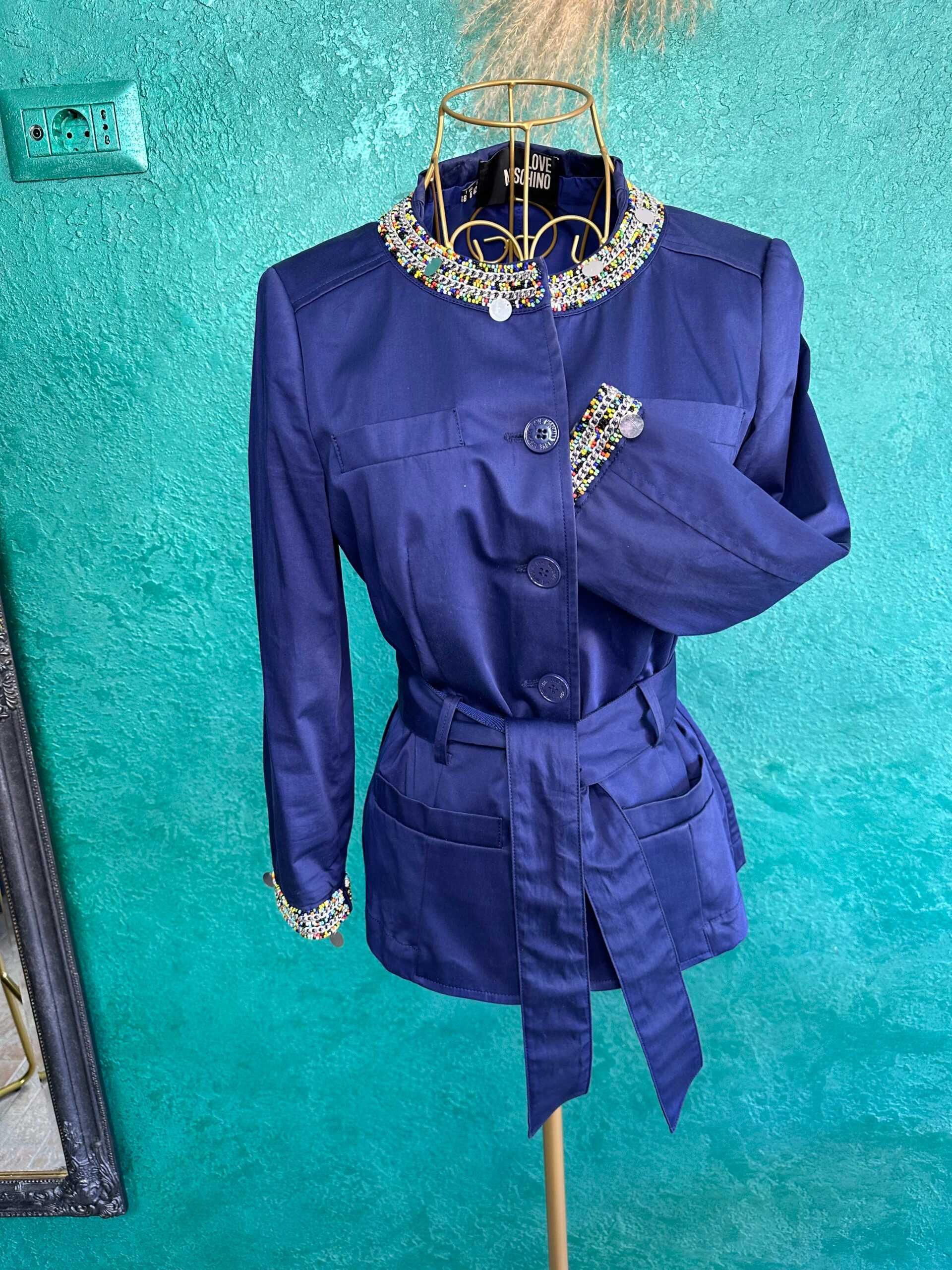 Sacou stil jachetă, blue marine, mărimea 42 it (M), LOVE MOSCHINO