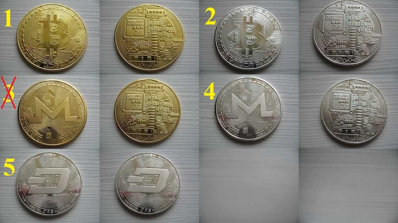 Колекционерска монета Биткойн, кучето, Монеро, Даш, Лайткойн и други