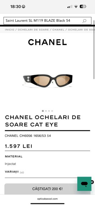 Ochelari dama originali Chanel Cat Eye stare impecabila 10/10