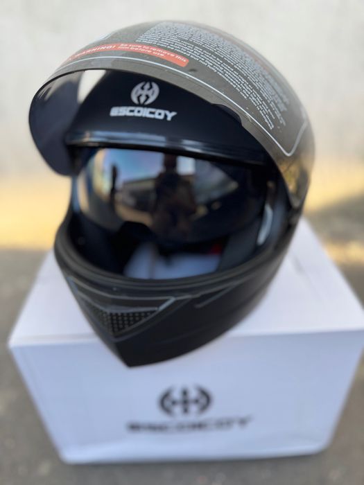 Casca flip-up moto cu ochelari și viziera S M L XL