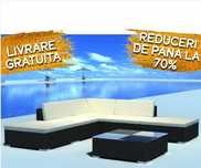 Set mobilier de gradina/terasa canapea/coltar 6 piese Negru Ratan NOU