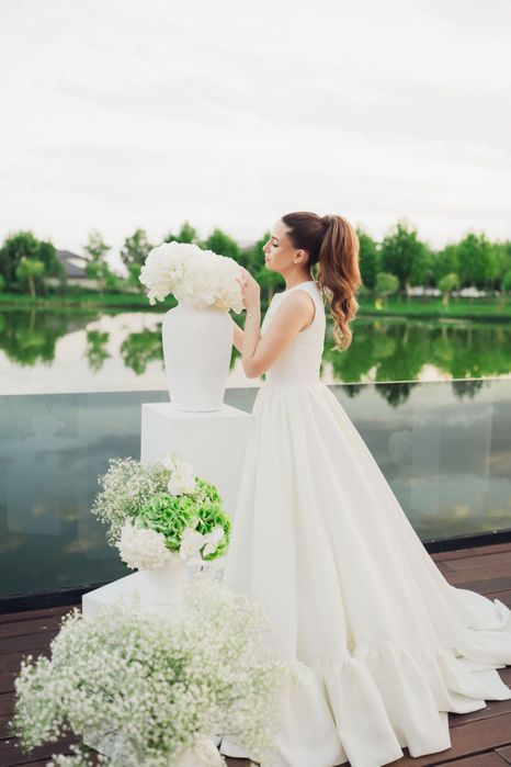 Rochie de mireasa A line, tafta, marimea 38