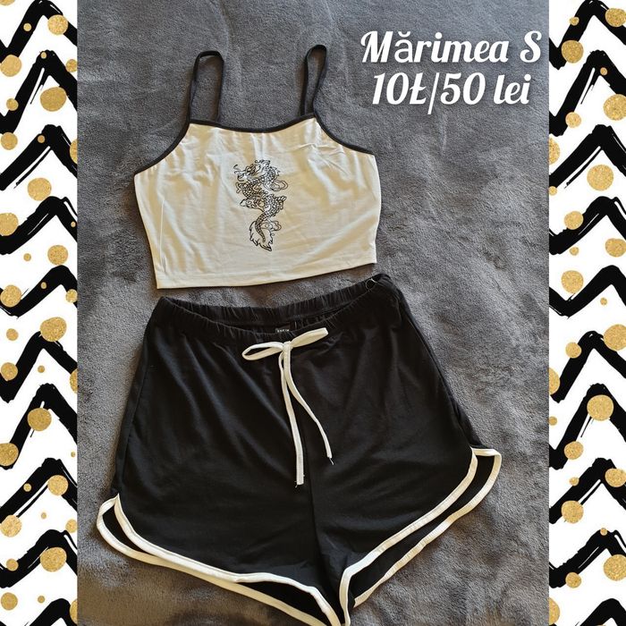 Set damă top+fustă, maiou+pantaloni scurți, set maiouri