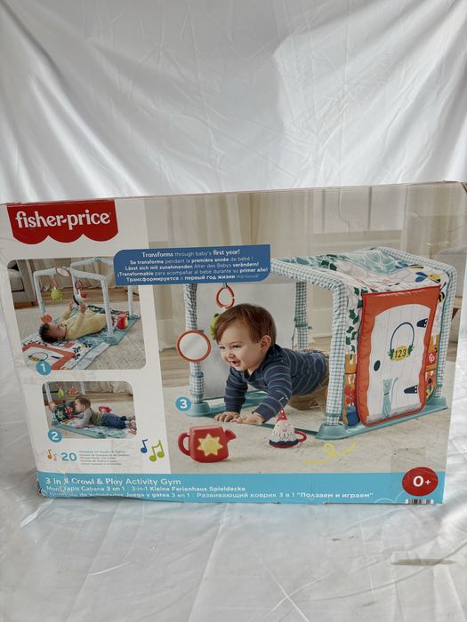Salteluta activitati FISHER PRICE 3 in 1 casuta, Crawl & Play, 0 ani+