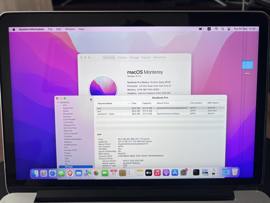 MacBook Pro 13” Retina 2015 128GB 8GB RAM
