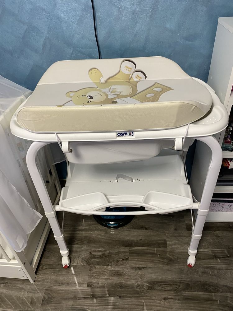 Masa de baie pliabila cu saltea de infasat cadita bebe