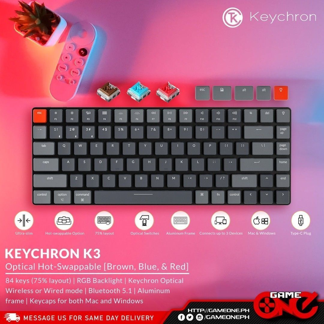 RU/ENG! RGB/Hot-Swap Keychron K3 V2 Оптическая Клавиатура