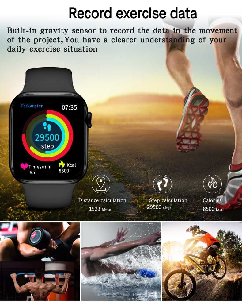 Смарт часовник HW22 PRO, Спортна фитнес гривна, Apple 6 Smart iWatch